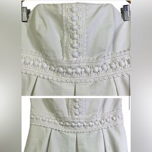 LILLY‎ PULITZER White Beaded Lace Strapless Cotton Dress